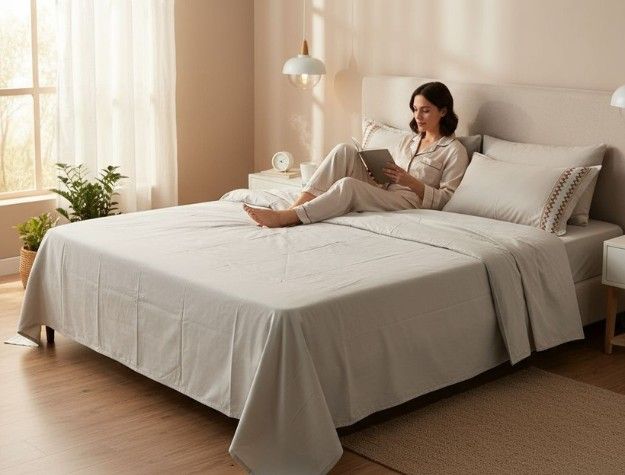 LuxeHome Premium Cotton Solid-Tone Bedsheet Set with Matching Pillow Covers LuxeHome Premium Cotton Solid-Tone Bedsheet Set with Matching Pillow Covers1