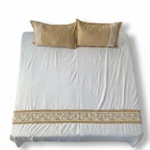LuxeHome Premium Greek Key Border Cotton Bedsheet Set with Matching Pillow Covers