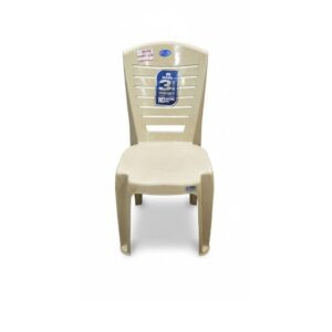 MBR Castor Premium High-Back Armless Plastic Chair (BeigeCream)
