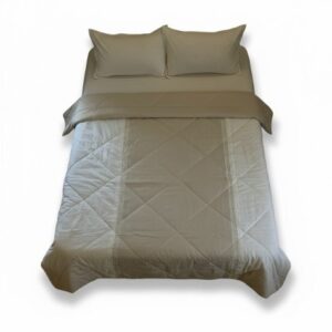 Sahara Gold Reversible Diamond-Quilt AC Comforter Set with Greek Key Embroidery