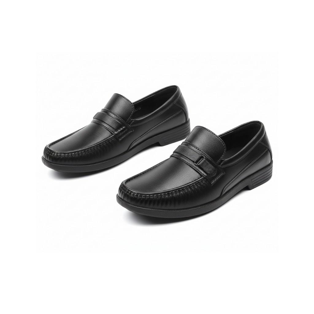 Urban Walk Men's Formal Loafers – Classic Textured Black