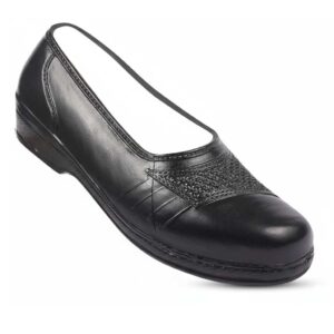 Women's Premium Comfort Black Textured Formal Bellys