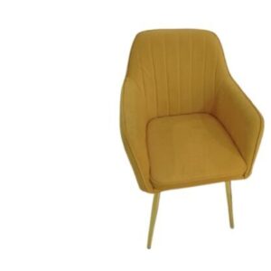 Aurelia Mid-Century Modern Velvet Armchair – Mustard Yellow with Gold-Finished Tapered Legs