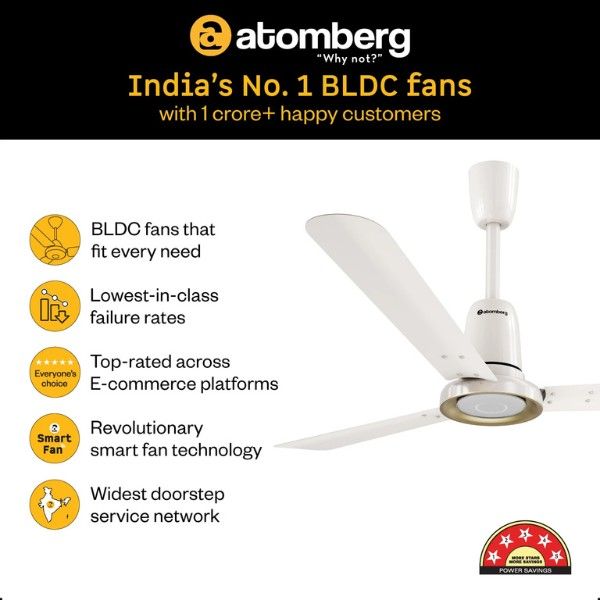 Atomberg Studio Nexus 1200mm (1.2m) Energy Efficient BLDC Ceiling Fan(Pearl White Matte) Atomberg Studio Nexus 1200mm (1.2m) Energy Efficient BLDC Ceiling Fan(Pearl White Matte)