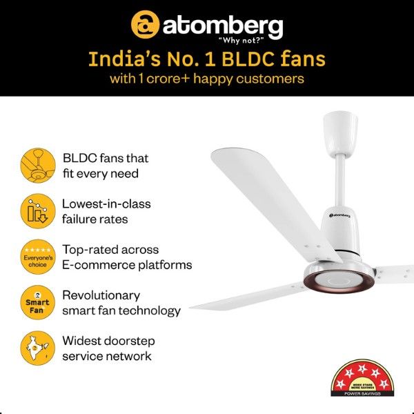 Atomberg Studio Nexus 1200mm (1.2m) Energy Efficient BLDC Ceiling Fan(gloss white) Atomberg Studio Nexus 1200mm (1.2m) Energy Efficient BLDC Ceiling Fan(gloss white)