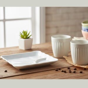 Metropolis Insulated Coffee Mug & Ribbed Ceramic Breakfast Set