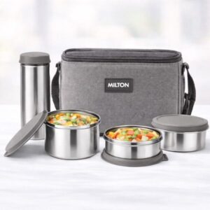 Milton Delicious Combo Insulated Lunch Set with 3 Steel Containers & Steel Tumbler
