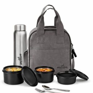 Milton Savor Lunch Insulated Executive Combo with 3 Microwave-Safe Steel Containers & Hydration Bottle