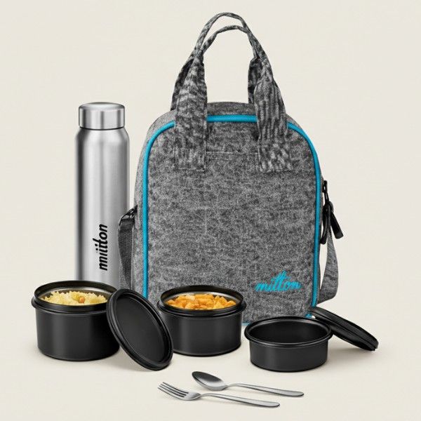 Milton Savor Lunch Insulated Executive Combo with 3 Microwave-Safe Steel Containers & Hydration Bottle
