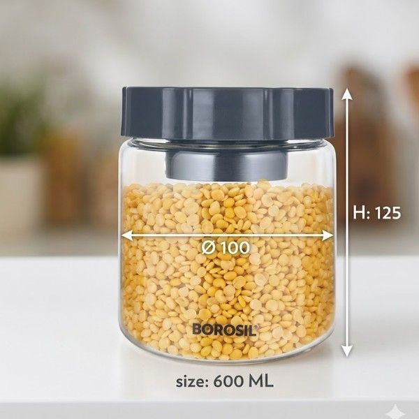 BOROSIL Glass Container 600 ml2 BOROSIL Glass Container 600 ml