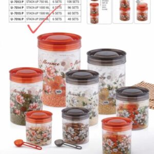 Durable 500 ml Printed Round Plastic Storage Containers – Pack of 8, Perfect for Everyday Kitchen Storage.