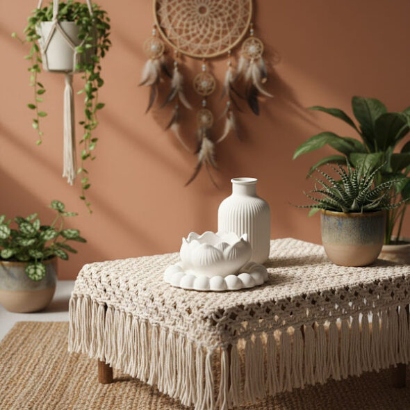 Combo 17 - round bubble tray + VASE + Lotus Candle Holder