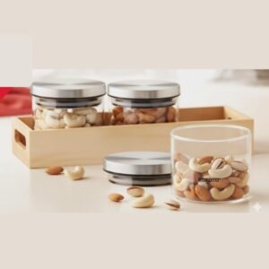 Everyday Storage Set with 3 Classic Jars and Wooden Tray