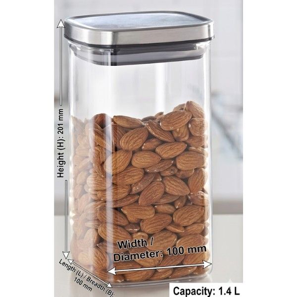 Glass Grocery Container 1.4 L Clear (2) Glass Grocery Container 1.4 L Clear